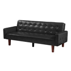 Sofá cama convertible de piel sintética de 74" con respaldo ajustable, 3 plazas