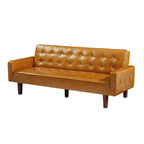 Sofá cama convertible de piel sintética de 74" con respaldo ajustable, 3 plazas