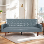 Sofá cama convertible de piel sintética de 74" con respaldo ajustable, 3 plazas