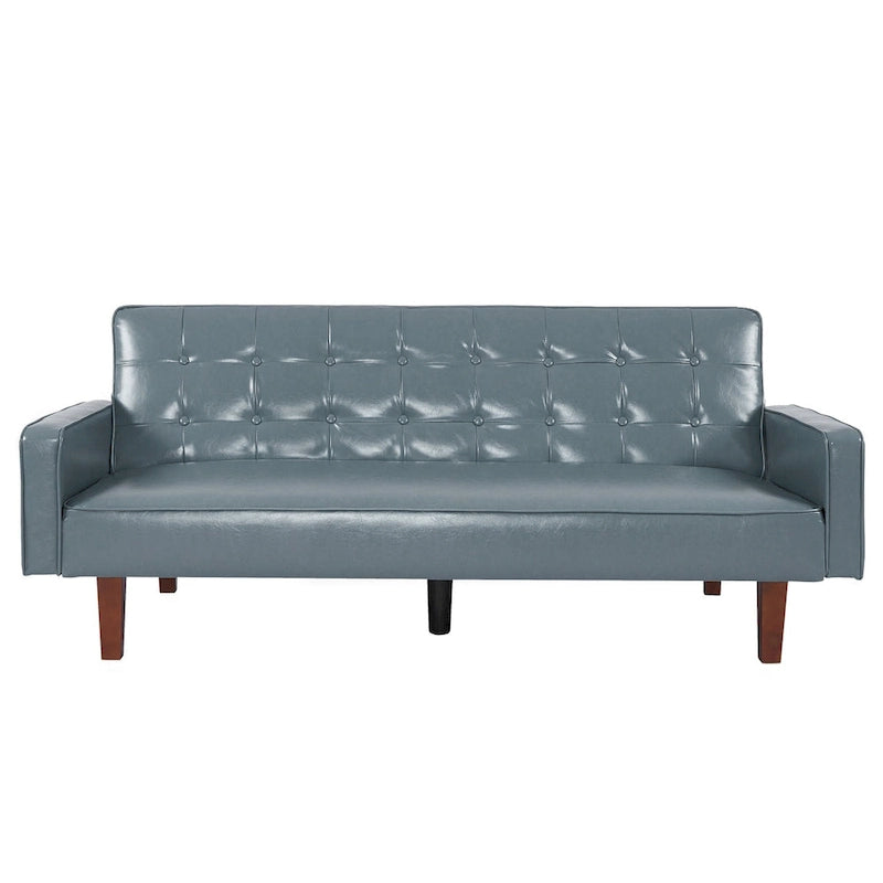 Sofá cama convertible de piel sintética de 74" con respaldo ajustable, 3 plazas
