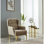 Juego de sofá convertible de terciopelo beige con patas doradas