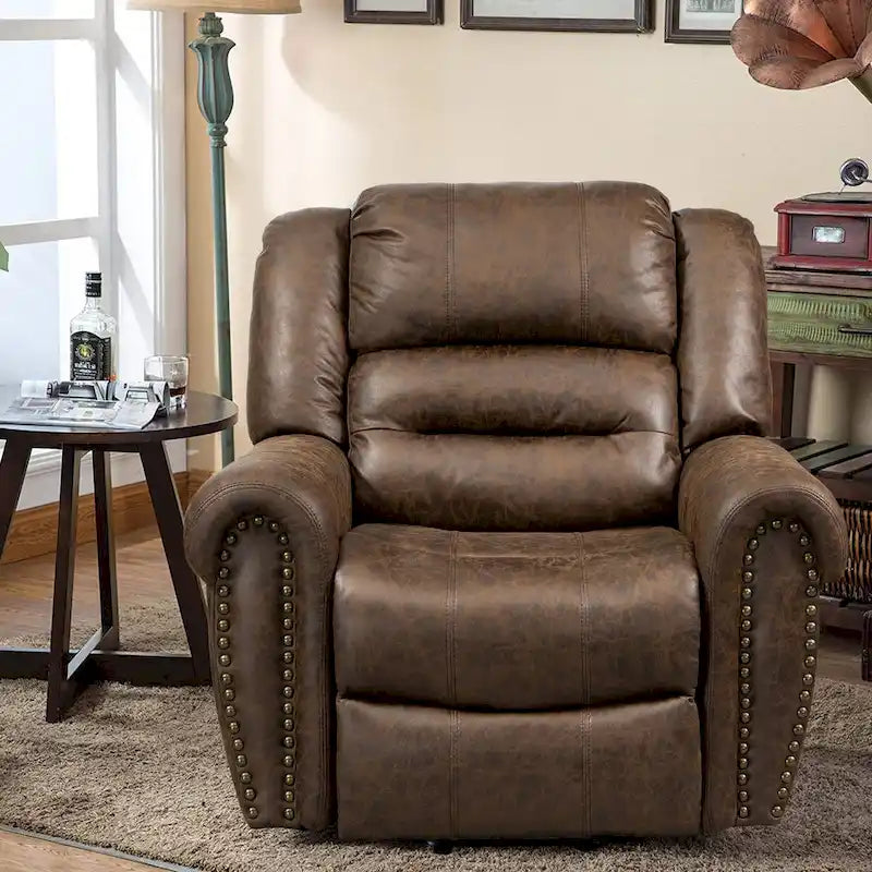 Sillón reclinable eléctrico extragrande de piel sintética con elevación, masaje y calefacción