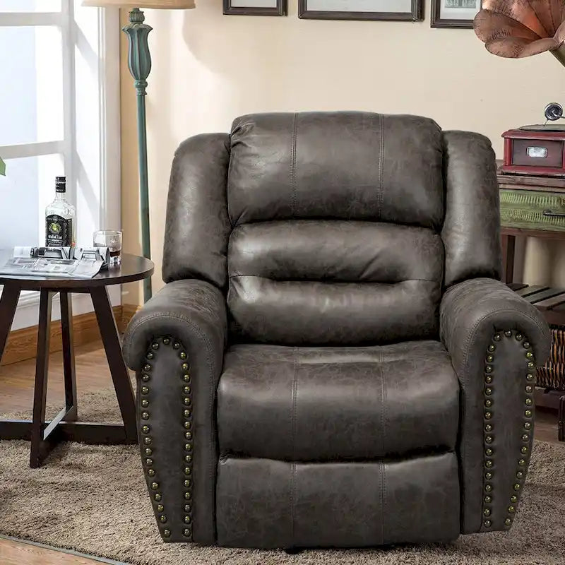 Sillón reclinable eléctrico extragrande de piel sintética con elevación, masaje y calefacción