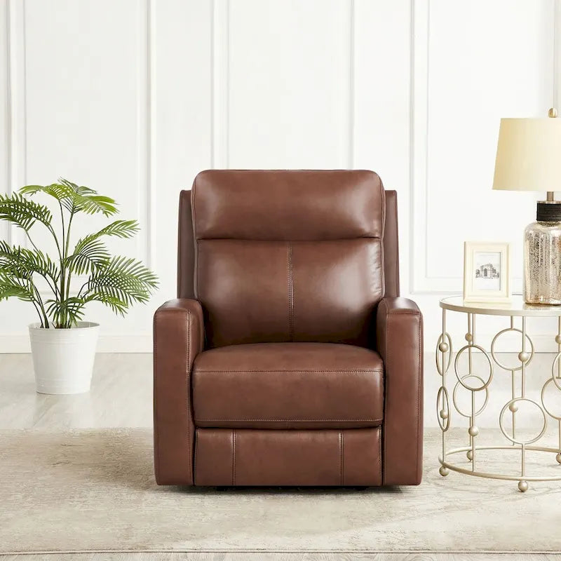 Sillón reclinable eléctrico de gravedad cero con reposacabezas - piel de grano superior