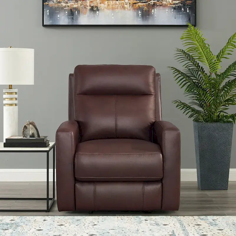 Sillón reclinable eléctrico de gravedad cero con reposacabezas - piel de grano superior