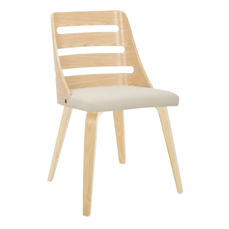 Silla de comedor auxiliar Mid-Century con patas de madera curvada (Juego de 2)