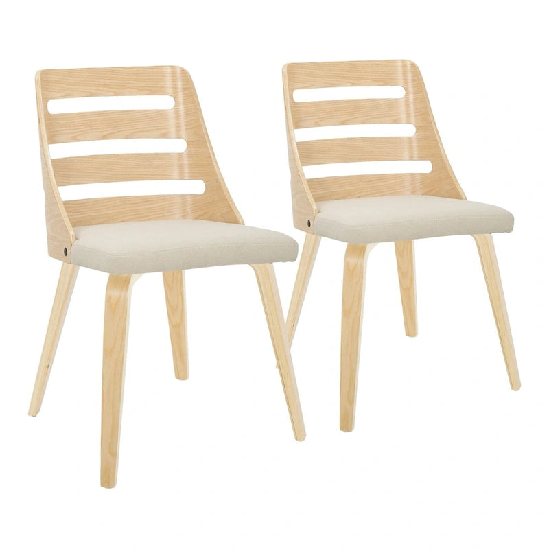 Silla de comedor auxiliar Mid-Century con patas de madera curvada (Juego de 2)