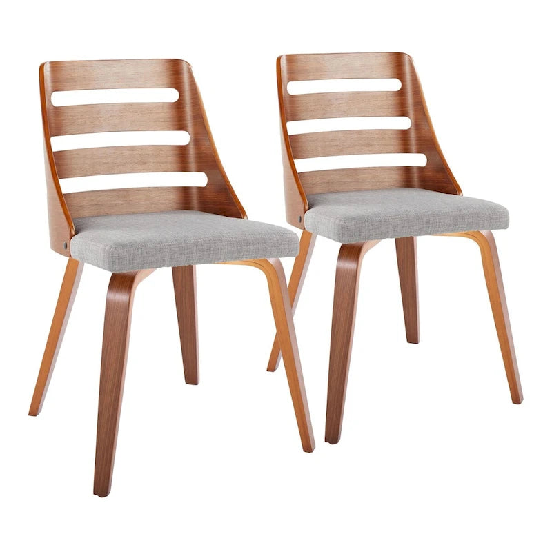 Silla de comedor auxiliar Mid-Century con patas de madera curvada (Juego de 2)