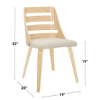 Silla de comedor auxiliar Mid-Century con patas de madera curvada (Juego de 2)