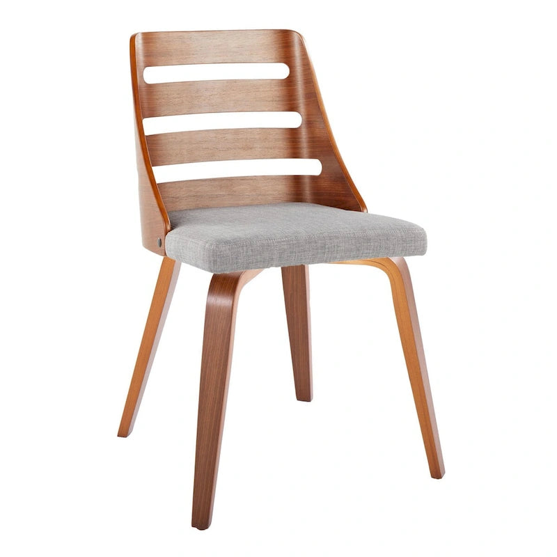 Silla de comedor auxiliar Mid-Century con patas de madera curvada (Juego de 2)