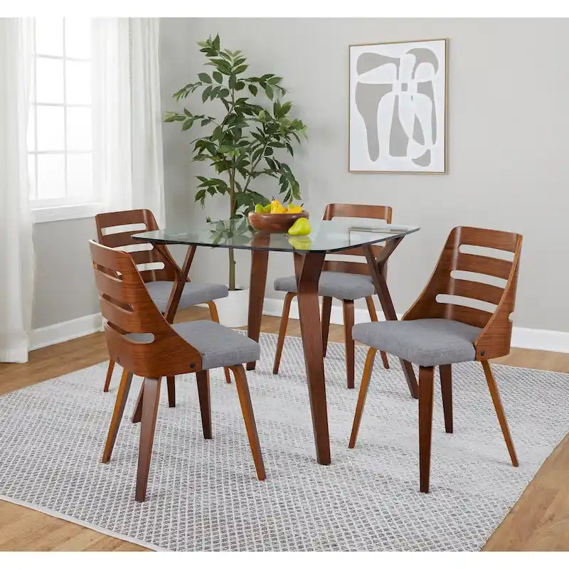 Silla de comedor auxiliar Mid-Century con patas de madera curvada (Juego de 2)