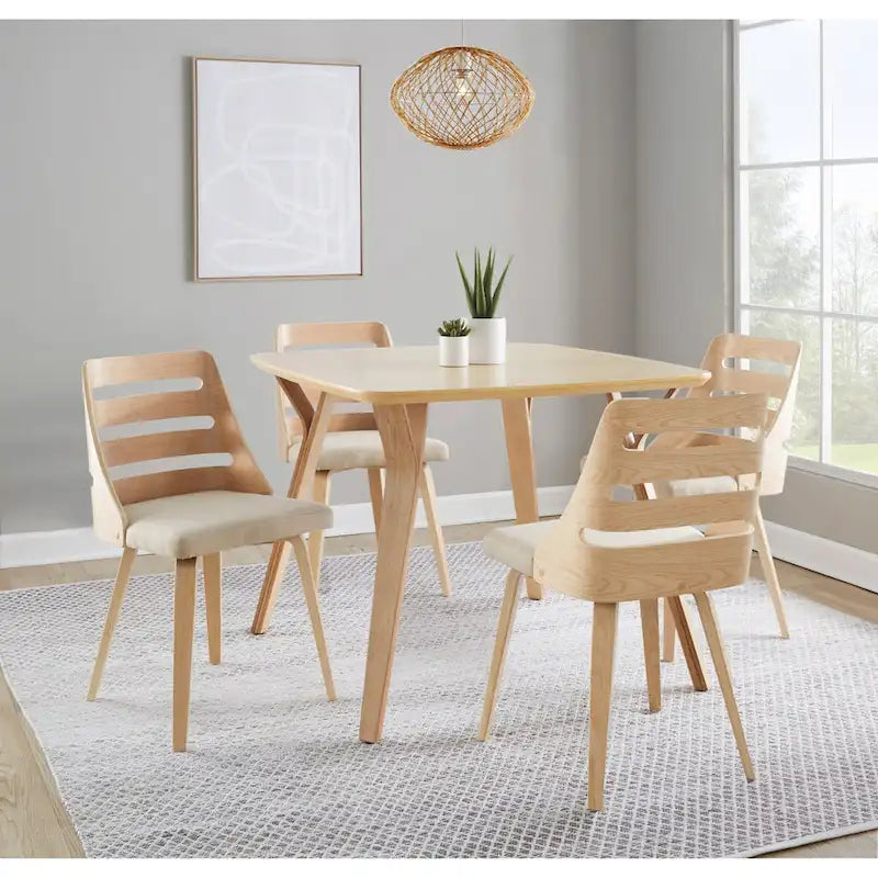 Silla de comedor auxiliar Mid-Century con patas de madera curvada (Juego de 2)