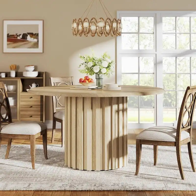 Mesa redonda de comedor de 47.24 pulgadas, mesa de cocina estilo granja