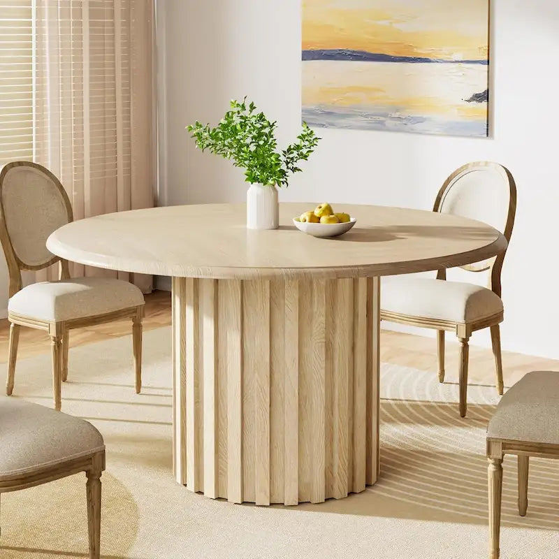 Mesa redonda de comedor de 47.24 pulgadas, mesa de cocina estilo granja