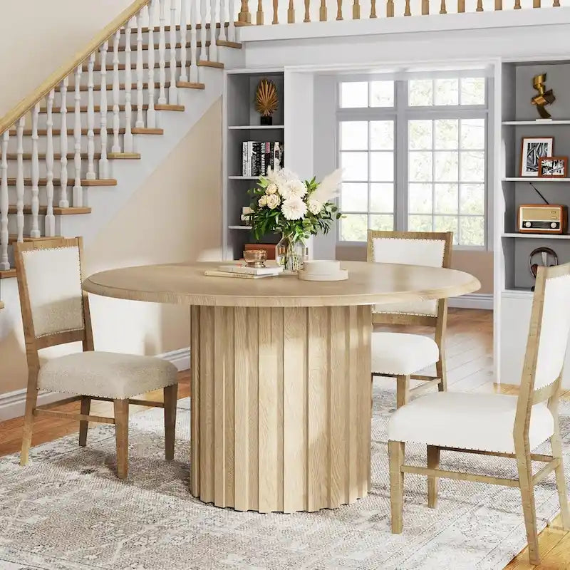 Mesa redonda de comedor de 47.24 pulgadas, mesa de cocina estilo granja