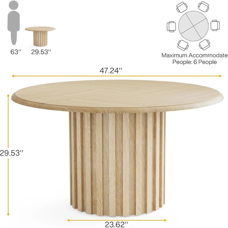 Mesa redonda de comedor de 47.24 pulgadas, mesa de cocina estilo granja
