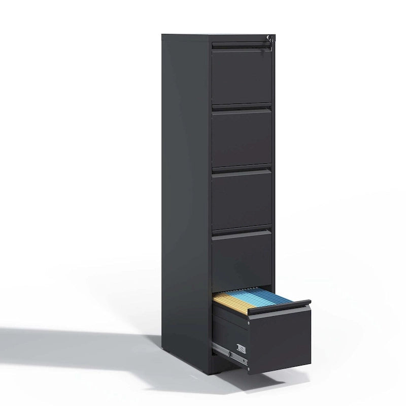 Archivador vertical de metal con 5 cajones y cerradura