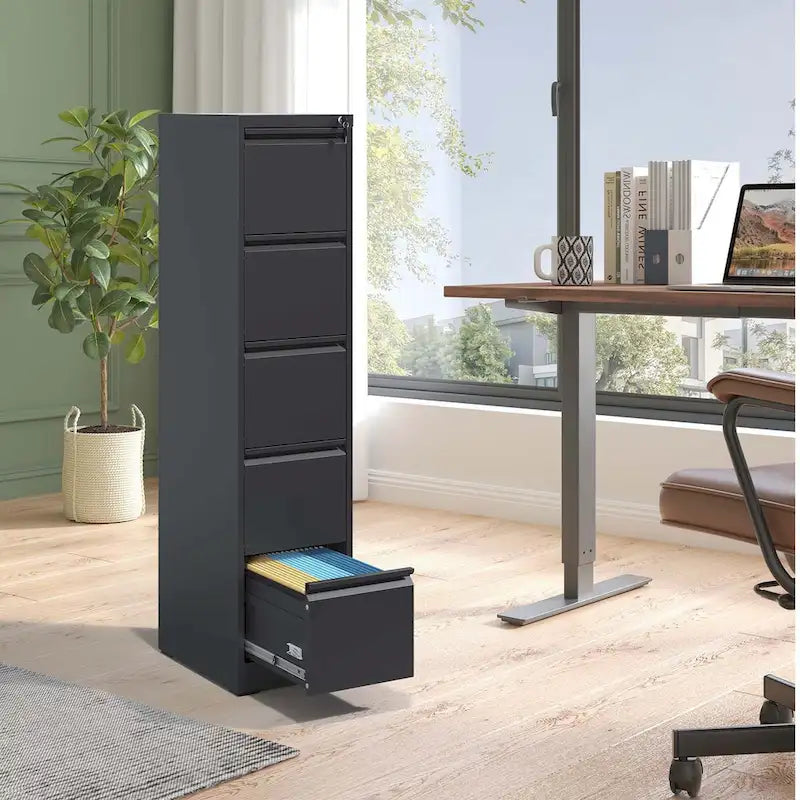 Vertikaler Metall-Aktenschrank mit 5 Schubladen und Schloss