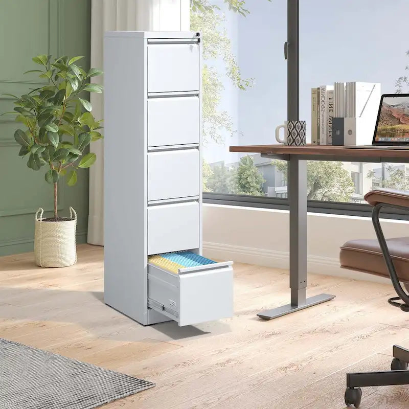 Vertikaler Metall-Aktenschrank mit 5 Schubladen und Schloss