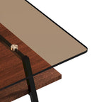 Mesa de centro con tablero de cristal y patas de metal