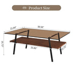 Mesa de centro con tablero de cristal y patas de metal