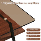 Mesa de centro con tablero de cristal y patas de metal