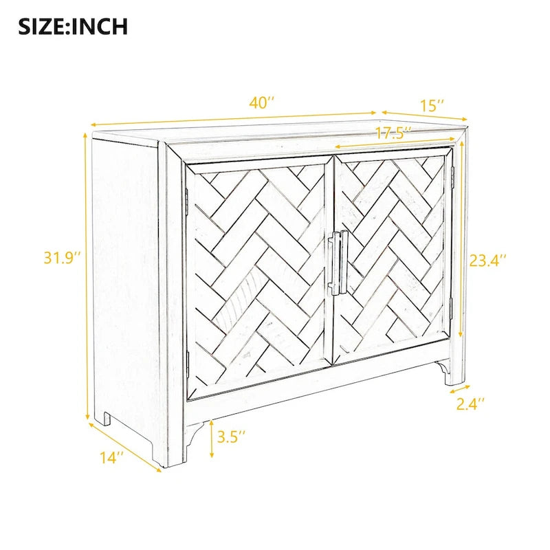 40" Accent Storage Cabinet with 2 Doors and Adjustable Shelves