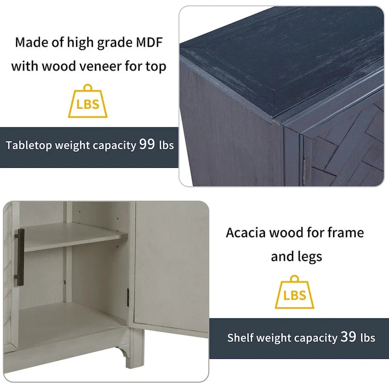 40" Accent Storage Cabinet with 2 Doors and Adjustable Shelves