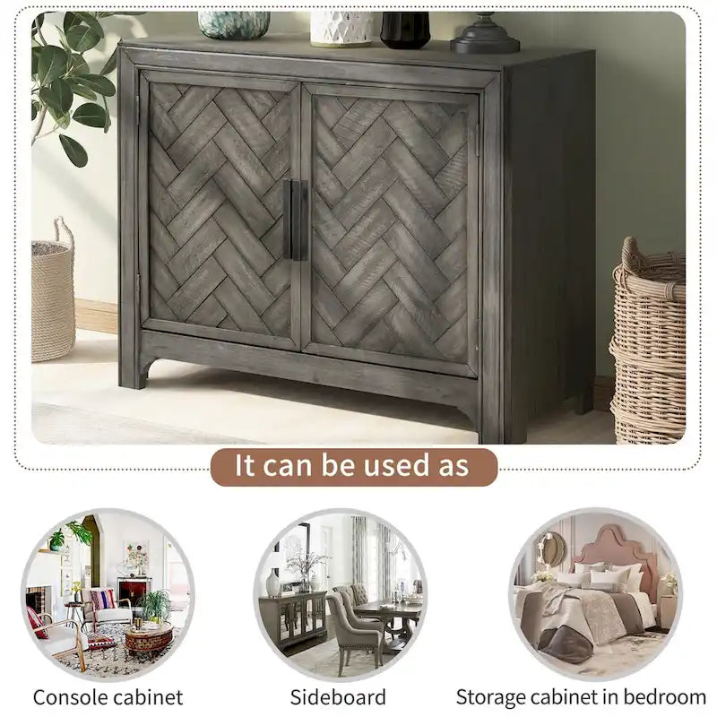 40" Accent Storage Cabinet with 2 Doors and Adjustable Shelves
