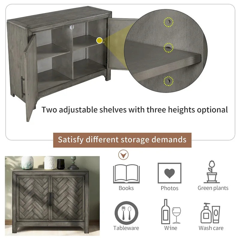 40" Accent Storage Cabinet with 2 Doors and Adjustable Shelves