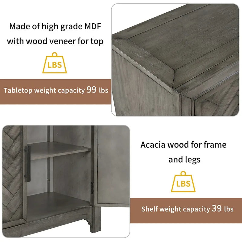40" Accent Storage Cabinet with 2 Doors and Adjustable Shelves
