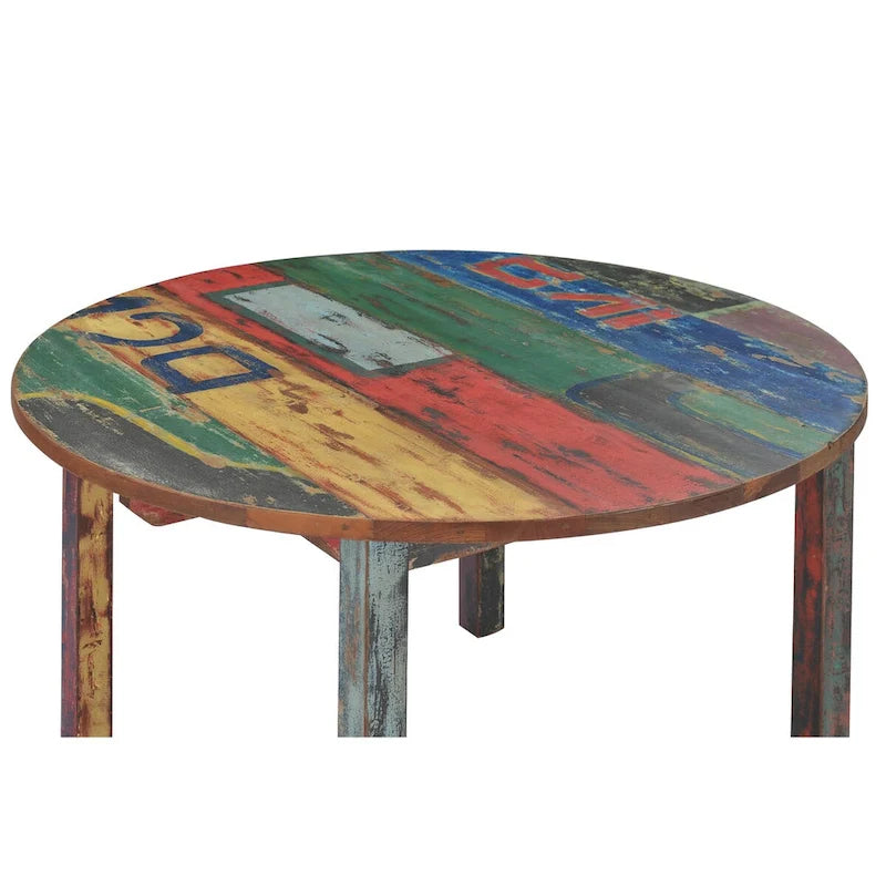 Mesa de comedor redonda de teca reciclada, 48 pulgadas - Multi