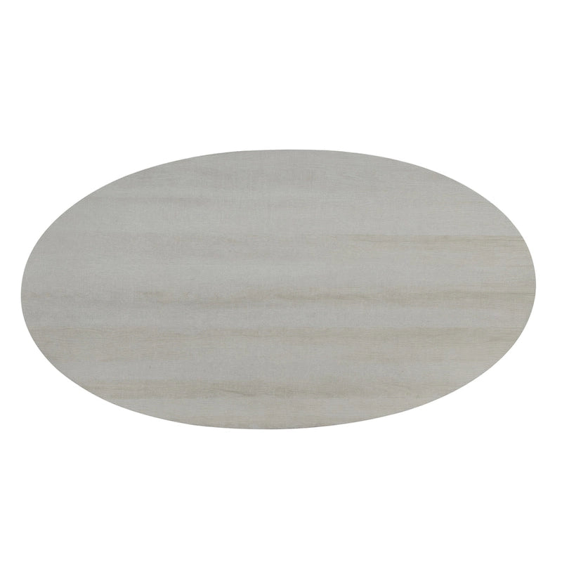 Mesa de centro ovalada contemporánea con estante de madera