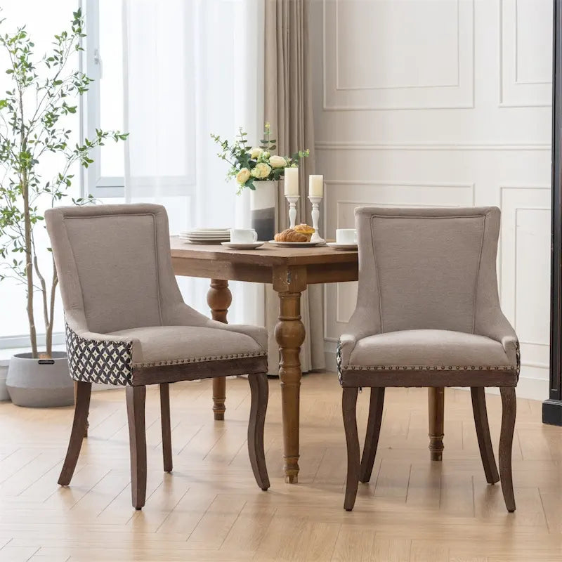 Silla de comedor Ultra, tela gruesa con patas de madera maciza