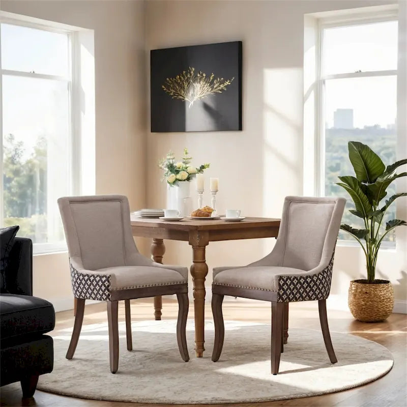 Silla de comedor Ultra, tela gruesa con patas de madera maciza