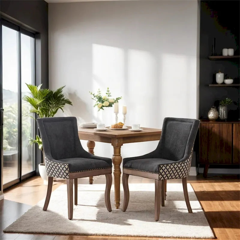 Silla de comedor Ultra, tela gruesa con patas de madera maciza