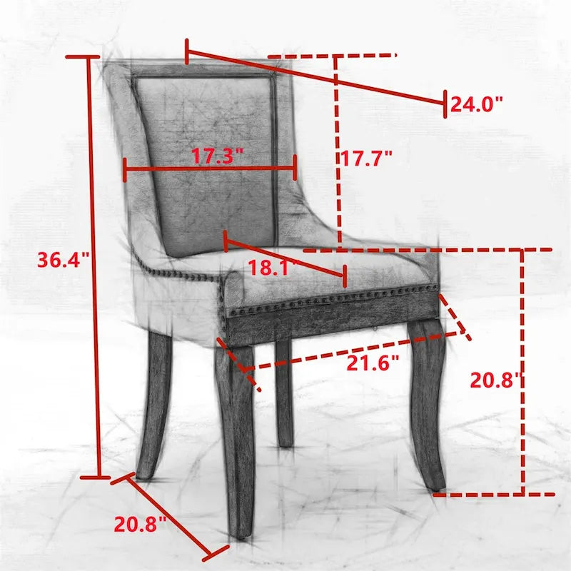 Silla de comedor Ultra, tela gruesa con patas de madera maciza