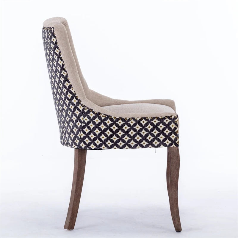 Silla de comedor Ultra, tela gruesa con patas de madera maciza