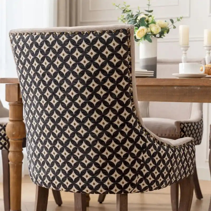 Silla de comedor Ultra, tela gruesa con patas de madera maciza