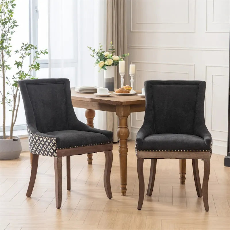 Silla de comedor Ultra, tela gruesa con patas de madera maciza