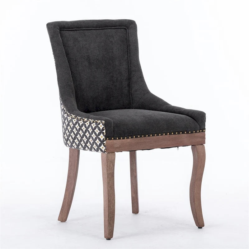 Silla de comedor Ultra, tela gruesa con patas de madera maciza
