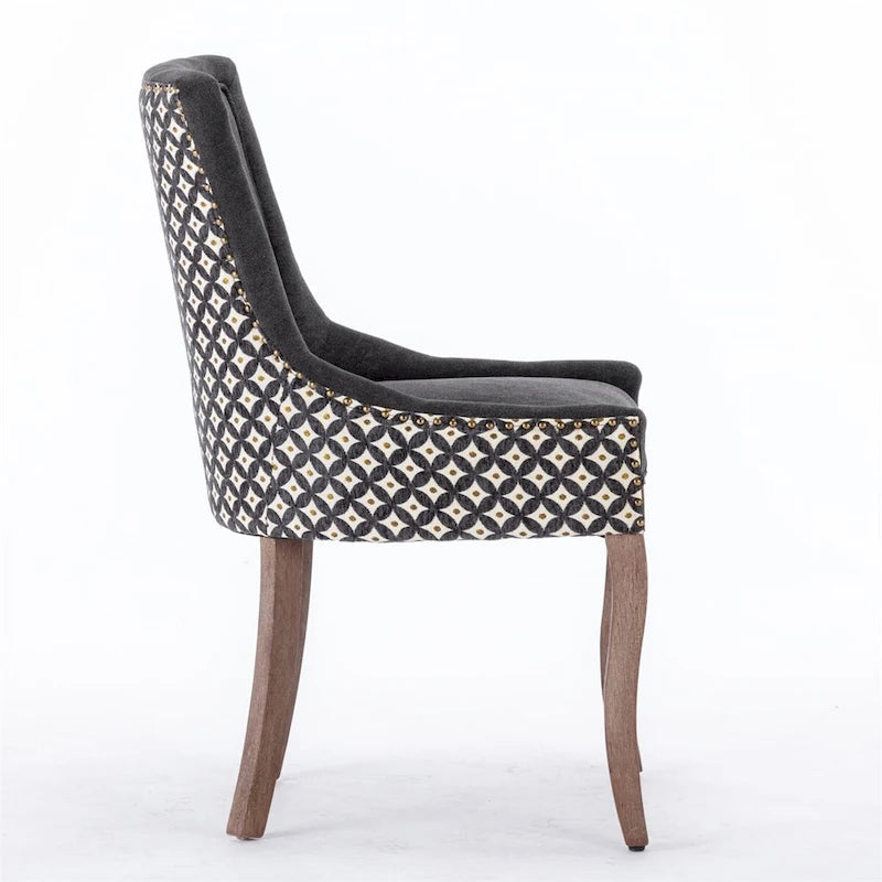 Silla de comedor Ultra, tela gruesa con patas de madera maciza