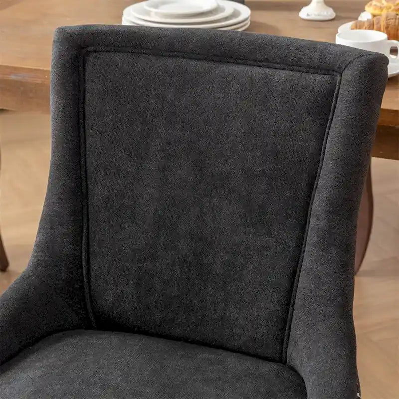 Silla de comedor Ultra, tela gruesa con patas de madera maciza
