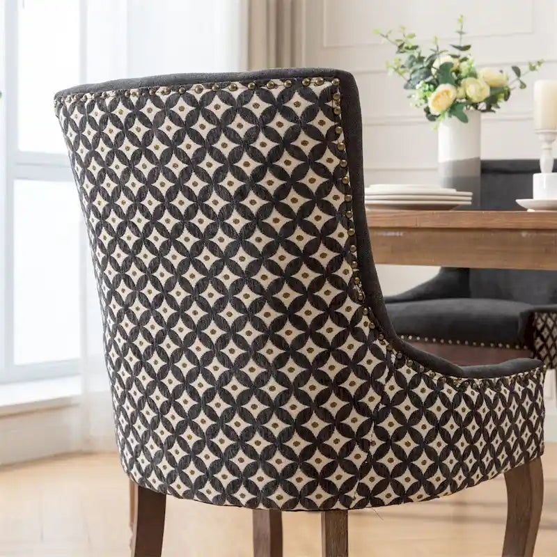 Silla de comedor Ultra, tela gruesa con patas de madera maciza