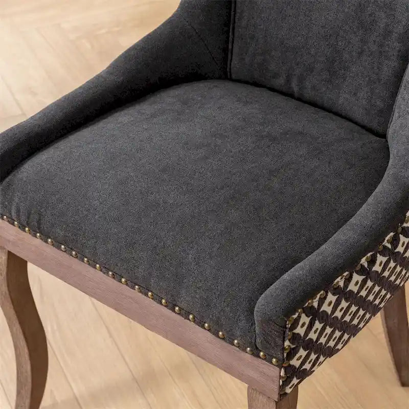 Silla de comedor Ultra, tela gruesa con patas de madera maciza