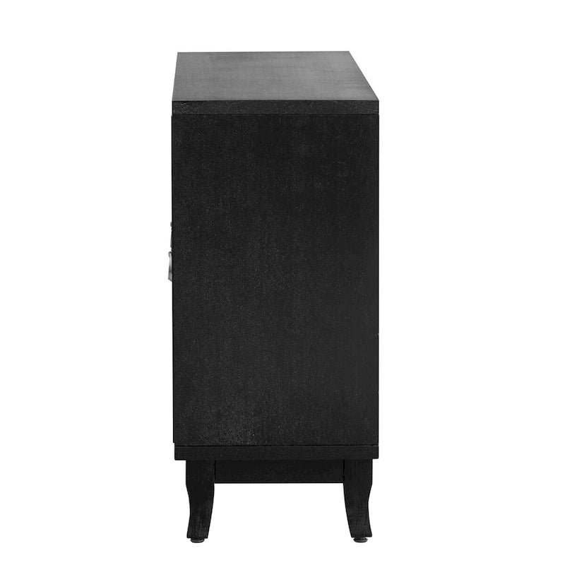 Sideboard-Buffetschrank mit 3 verspiegelten Glastüren und silbernem Griff - 47.2"L x 15.6"W x 33.9"H