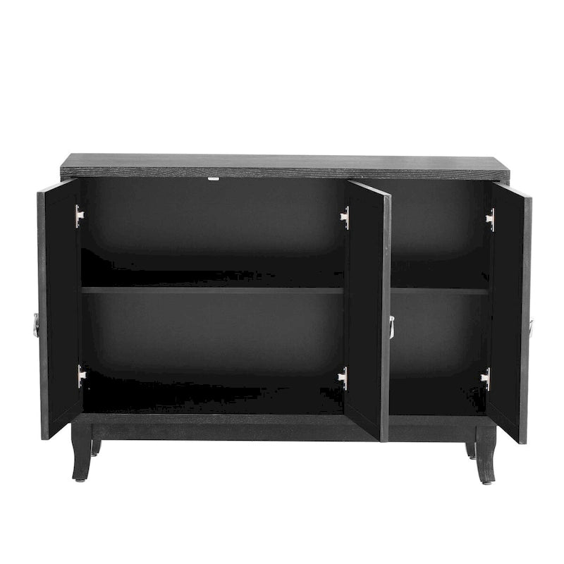 Sideboard-Buffetschrank mit 3 verspiegelten Glastüren und silbernem Griff - 47.2"L x 15.6"W x 33.9"H