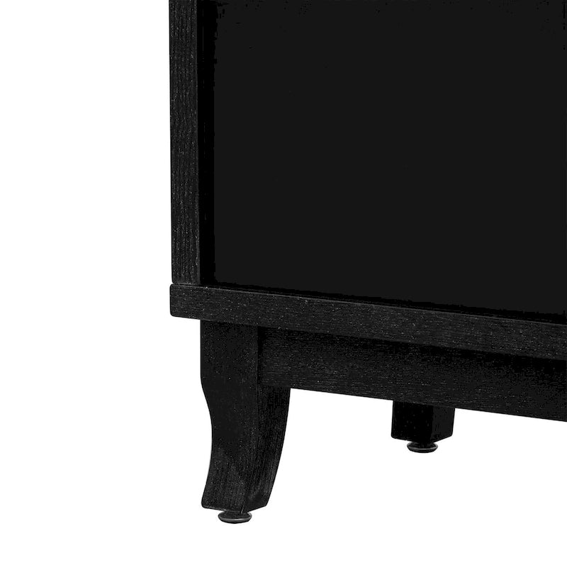 Sideboard-Buffetschrank mit 3 verspiegelten Glastüren und silbernem Griff - 47.2"L x 15.6"W x 33.9"H