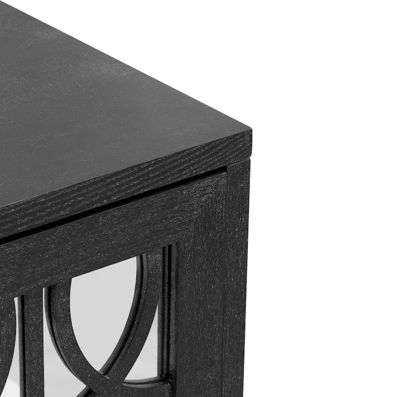 Sideboard-Buffetschrank mit 3 verspiegelten Glastüren und silbernem Griff - 47.2"L x 15.6"W x 33.9"H