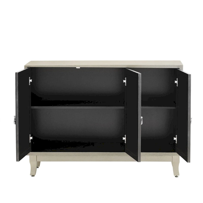 Sideboard-Buffetschrank mit 3 verspiegelten Glastüren und silbernem Griff - 47.2"L x 15.6"W x 33.9"H